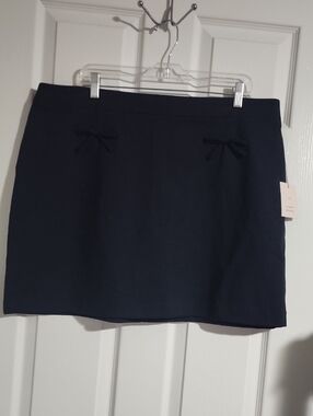 Navy Bow Accent Women's Mini Skirt